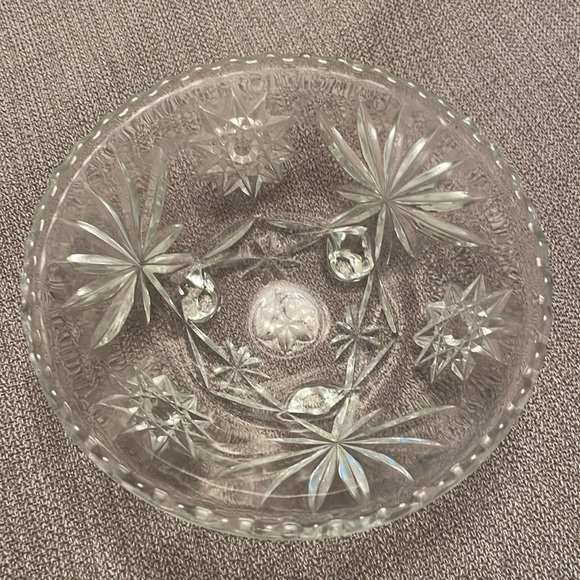 Vintage 1960’s Anchor Hocking Footed Crystal Cut Glass Bowl - Picture 5 of 9